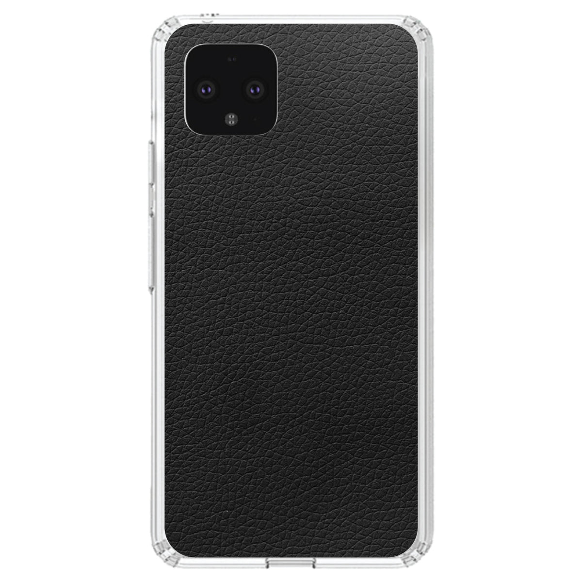 Black Faux Leather Print Design Clear Shockproof iPhone Case, view 24