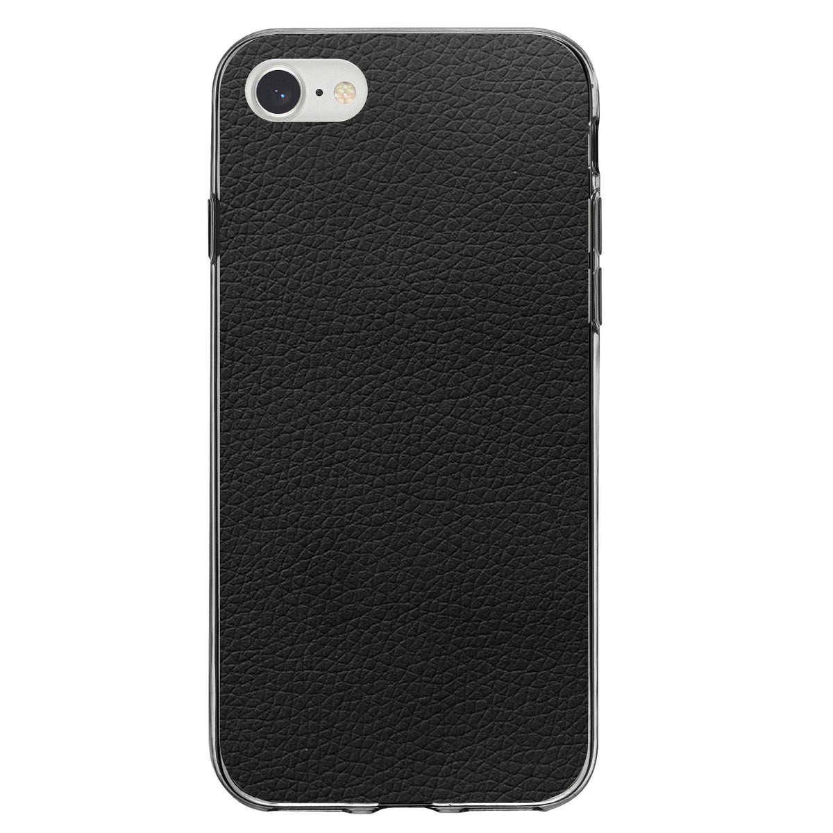 Black Faux Leather Print Design Clear Shockproof iPhone Case, view 5