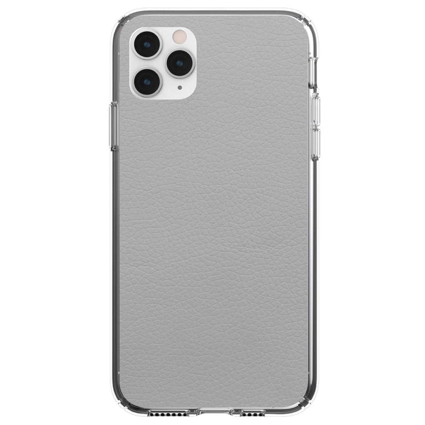 DistinctInk® Clear Shockproof Hybrid Case for Apple iPhone / Samsung Galaxy / Google Pixel - Lt Grey Faux Leather Print Design