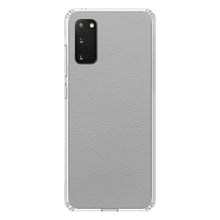 DistinctInk® Clear Shockproof Hybrid Case for Apple iPhone / Samsung Galaxy / Google Pixel - Lt Grey Faux Leather Print Design