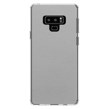 DistinctInk® Clear Shockproof Hybrid Case for Apple iPhone / Samsung Galaxy / Google Pixel - Lt Grey Faux Leather Print Design