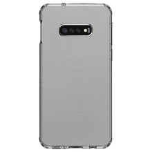 DistinctInk® Clear Shockproof Hybrid Case for Apple iPhone / Samsung Galaxy / Google Pixel - Lt Grey Faux Leather Print Design