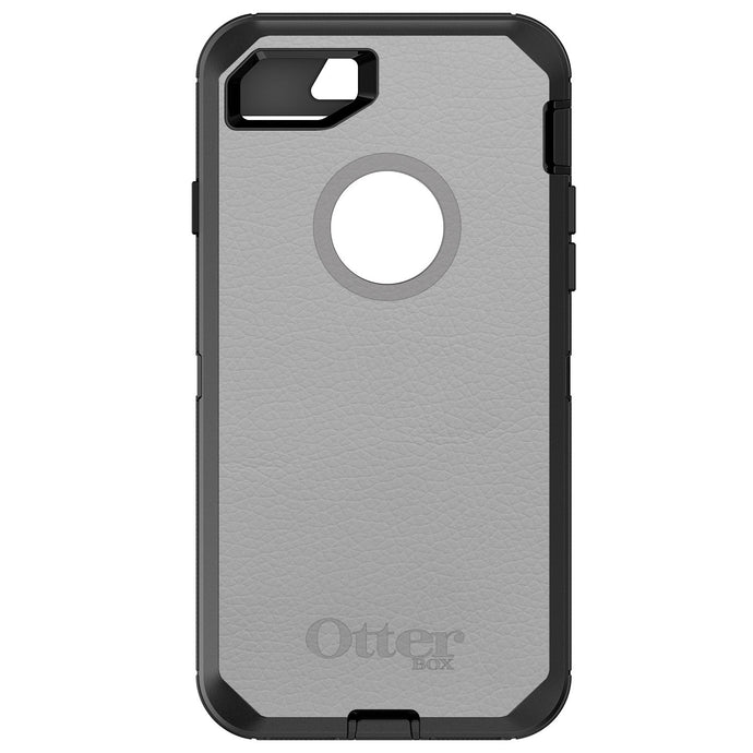 DistinctInk™ OtterBox Defender Series Case for Apple iPhone / Samsung Galaxy / Google Pixel - Lt Grey Leather Print Design