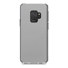 DistinctInk® Clear Shockproof Hybrid Case for Apple iPhone / Samsung Galaxy / Google Pixel - Lt Grey Faux Leather Print Design
