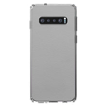 DistinctInk® Clear Shockproof Hybrid Case for Apple iPhone / Samsung Galaxy / Google Pixel - Lt Grey Faux Leather Print Design