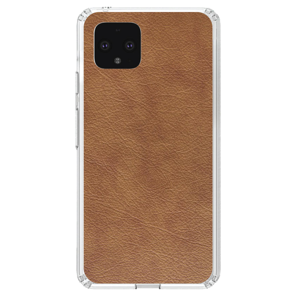 Dark Brown Faux Leather Print Design Clear Shockproof iPhone Case, view 24