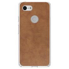 DistinctInk® Clear Shockproof Hybrid Case for Apple iPhone / Samsung Galaxy / Google Pixel - Dark Brown Faux Leather Print Design