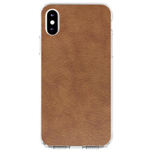 DistinctInk® Clear Shockproof Hybrid Case for Apple iPhone / Samsung Galaxy / Google Pixel - Dark Brown Faux Leather Print Design