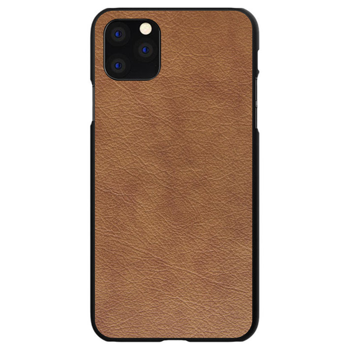 DistinctInk® Hard Plastic Snap-On Case for Apple iPhone or Samsung Galaxy - Dark Brown Leather Print Design