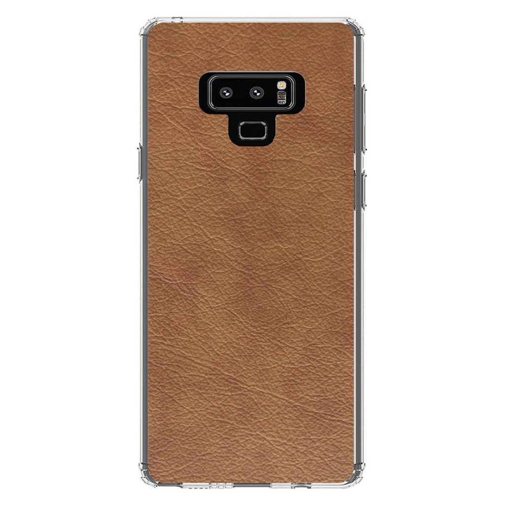 Dark Brown Faux Leather Print Design Clear Shockproof iPhone Case, view 11