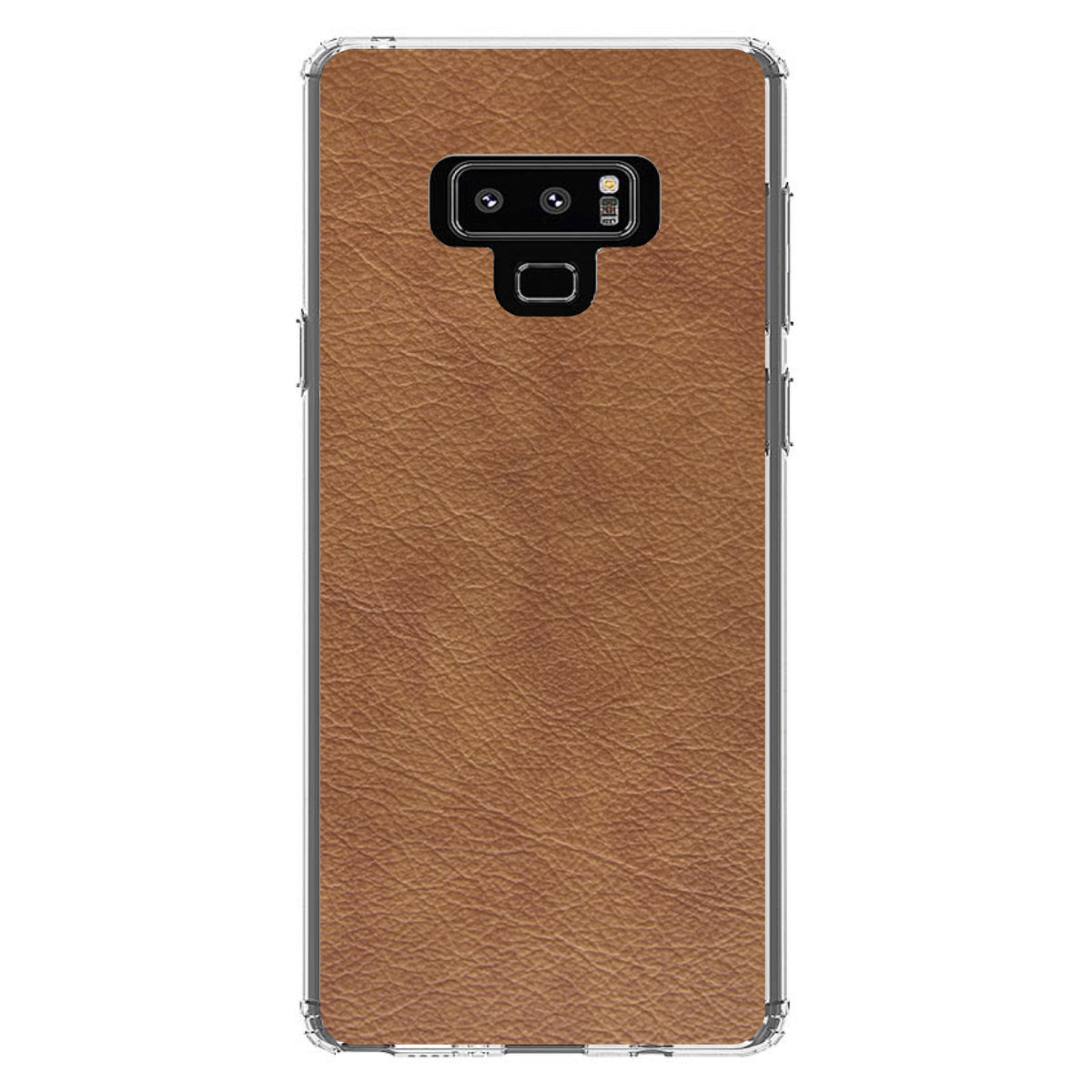 Dark Brown Faux Leather Print Design Clear Shockproof iPhone Case, view 11