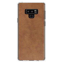 DistinctInk® Clear Shockproof Hybrid Case for Apple iPhone / Samsung Galaxy / Google Pixel - Dark Brown Faux Leather Print Design