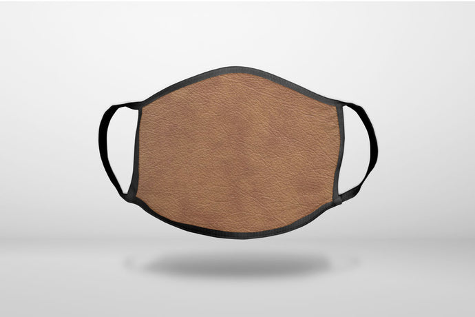 Dark Brown Faux Leather Print Design - 3-Ply Reusable Soft Face Mask Covering, Unisex, Cotton Inner Layer