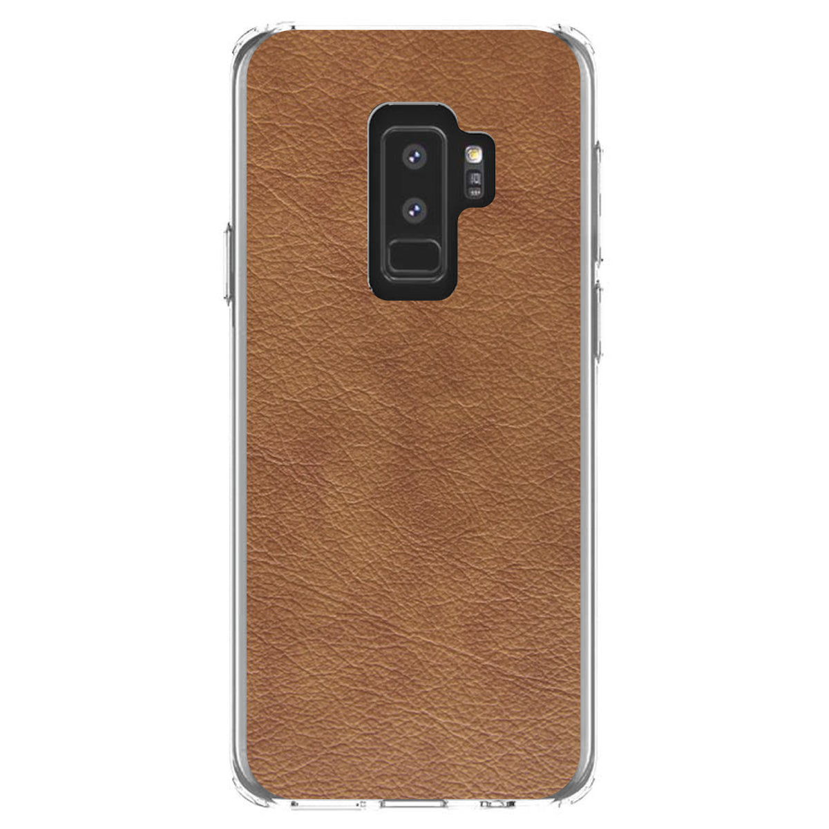 Dark Brown Faux Leather Print Design Clear Shockproof iPhone Case, view 20