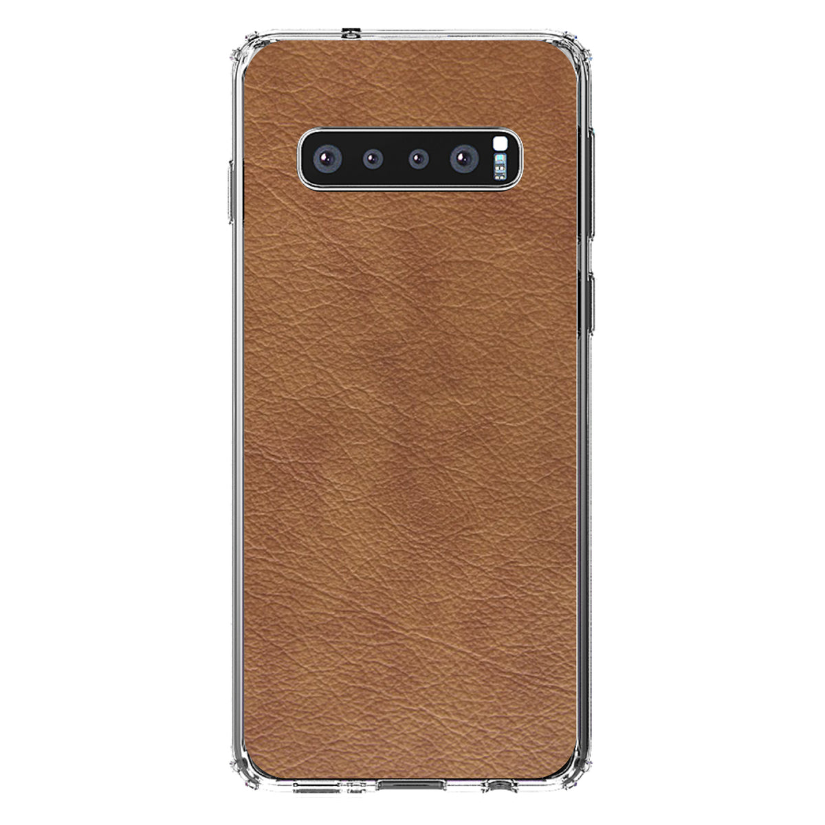 Dark Brown Faux Leather Print Design Clear Shockproof iPhone Case, view 16