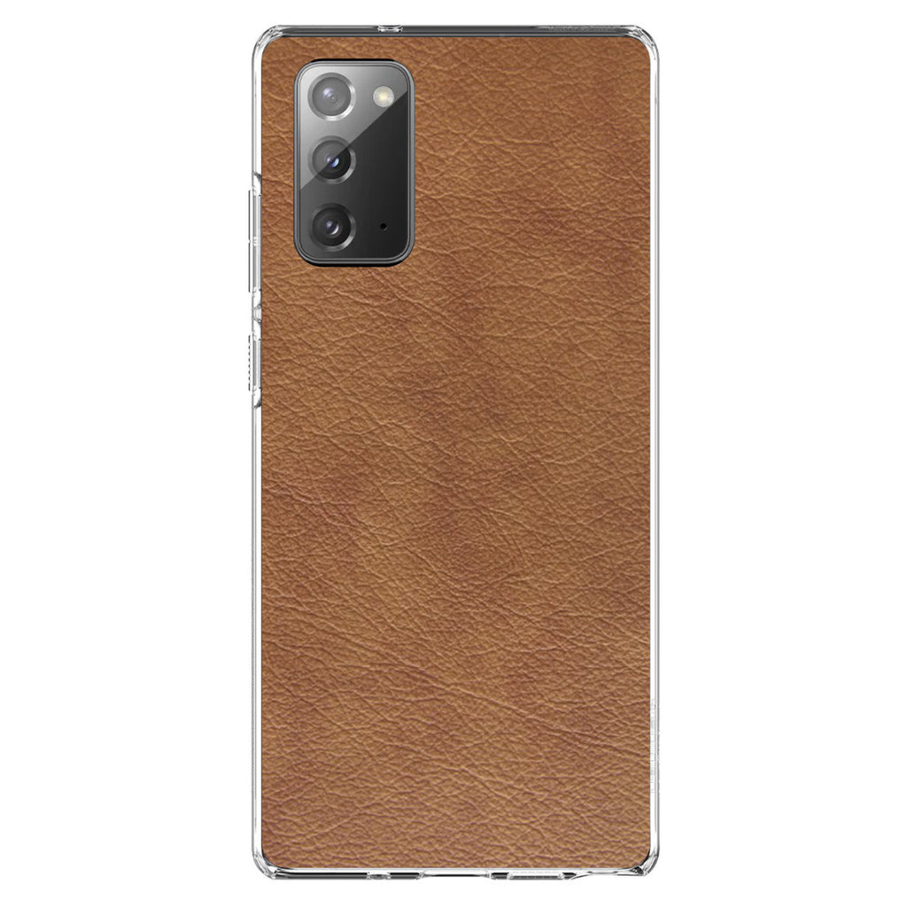 Dark Brown Faux Leather Print Design Clear Shockproof iPhone Case, view 8