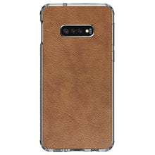 DistinctInk® Clear Shockproof Hybrid Case for Apple iPhone / Samsung Galaxy / Google Pixel - Dark Brown Faux Leather Print Design