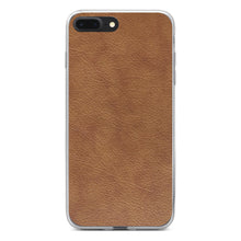 DistinctInk® Clear Shockproof Hybrid Case for Apple iPhone / Samsung Galaxy / Google Pixel - Dark Brown Faux Leather Print Design
