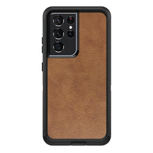 DistinctInk™ OtterBox Defender Series Case for Apple iPhone / Samsung Galaxy / Google Pixel - Dark Brown Leather Print Design