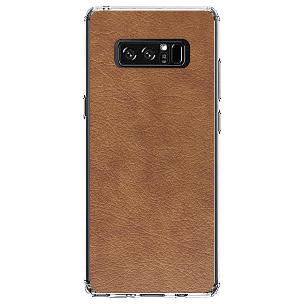 Dark Brown Faux Leather Print Design Clear Shockproof iPhone Case, view 12