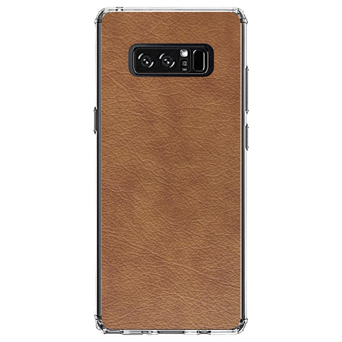 Dark Brown Faux Leather Print Design Clear Shockproof iPhone Case, view 12