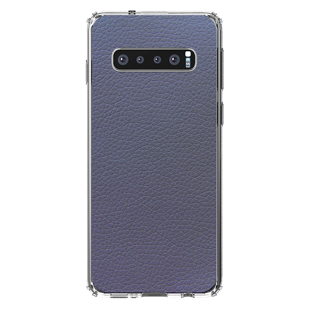 Dark Grey Faux Leather Print Design Clear Shockproof iPhone Case, view 17