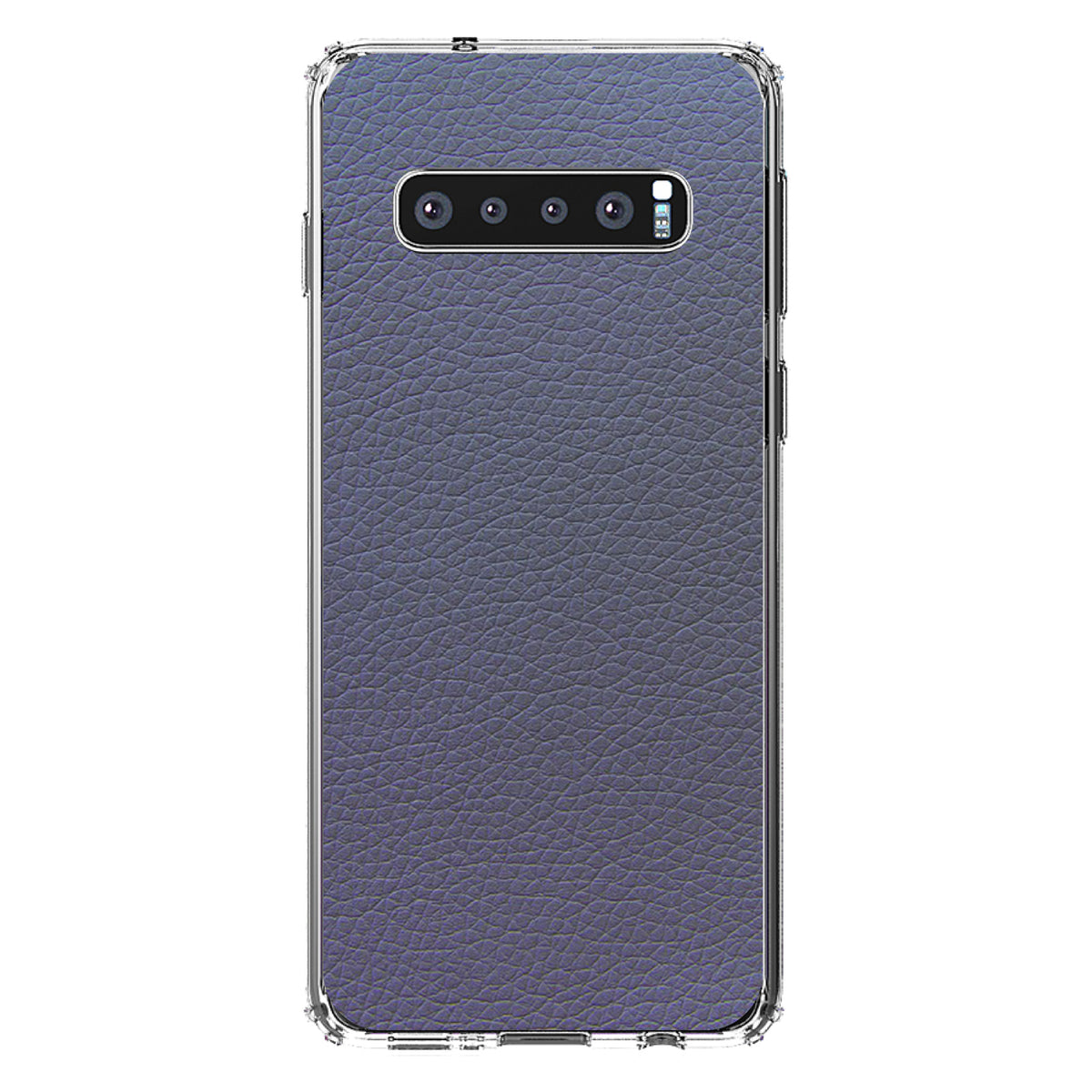 Dark Grey Faux Leather Print Design Clear Shockproof iPhone Case, view 17