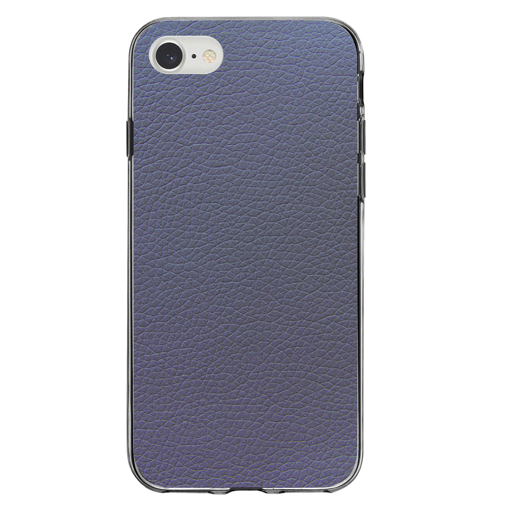 Dark Grey Faux Leather Print Design Clear Shockproof iPhone Case, view 5