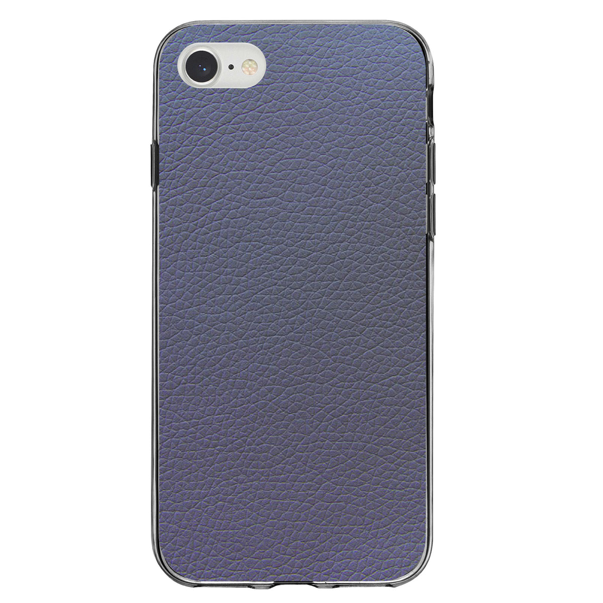 Dark Grey Faux Leather Print Design Clear Shockproof iPhone Case, view 5