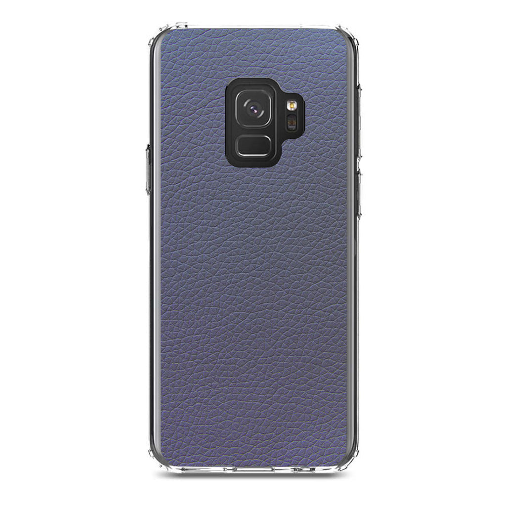 Dark Grey Faux Leather Print Design Clear Shockproof iPhone Case, view 19