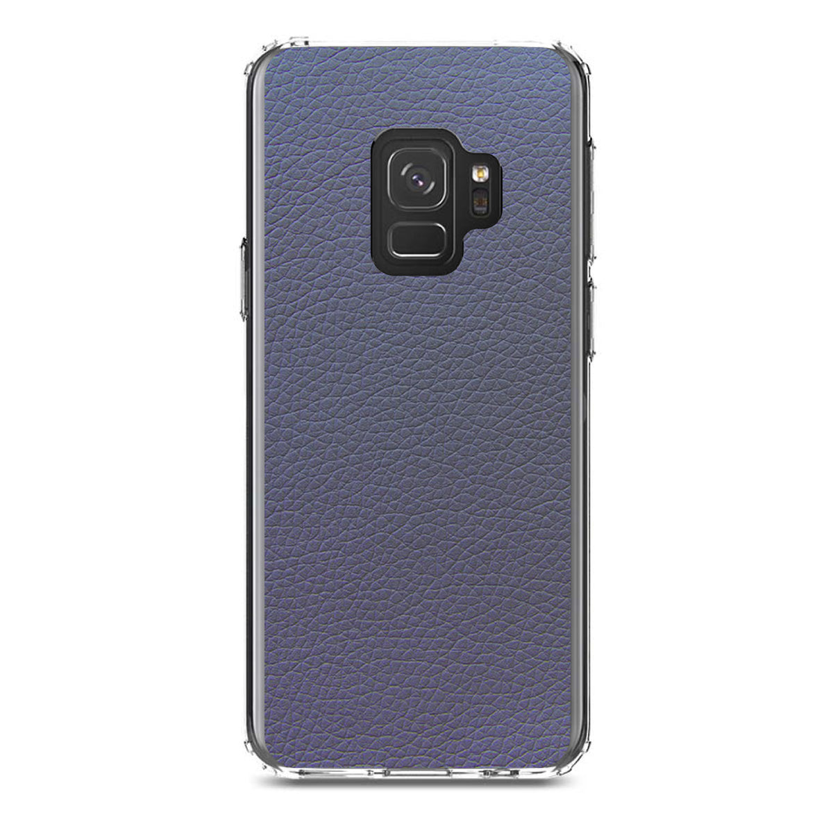 Dark Grey Faux Leather Print Design Clear Shockproof iPhone Case, view 19