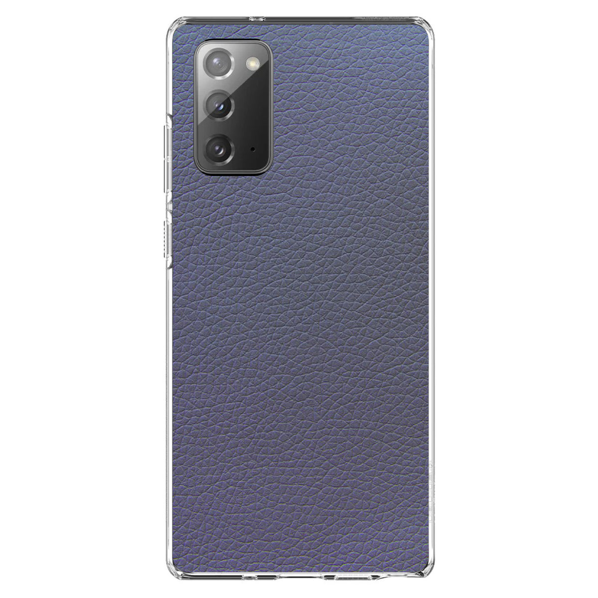 Dark Grey Faux Leather Print Design Clear Shockproof iPhone Case, view 7