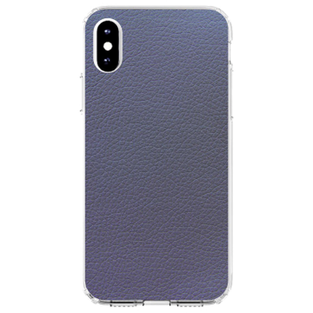Dark Grey Faux Leather Print Design Clear Shockproof iPhone Case, view 3