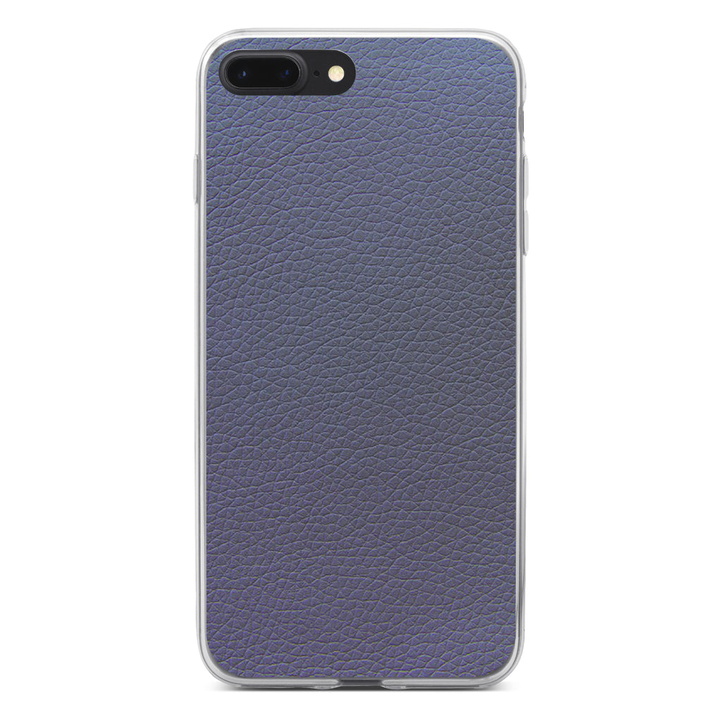 Dark Grey Faux Leather Print Design Clear Shockproof iPhone Case, view 6