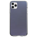 Dark Grey Faux Leather Print Design Clear Shockproof iPhone Case
