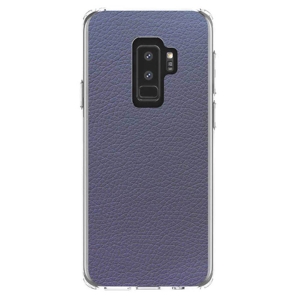 Dark Grey Faux Leather Print Design Clear Shockproof iPhone Case, view 20