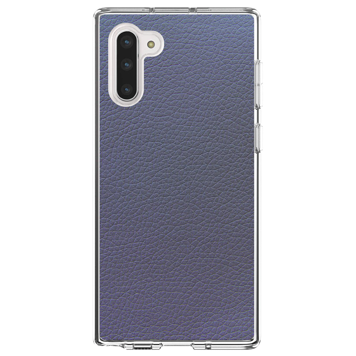 Dark Grey Faux Leather Print Design Clear Shockproof iPhone Case, view 9