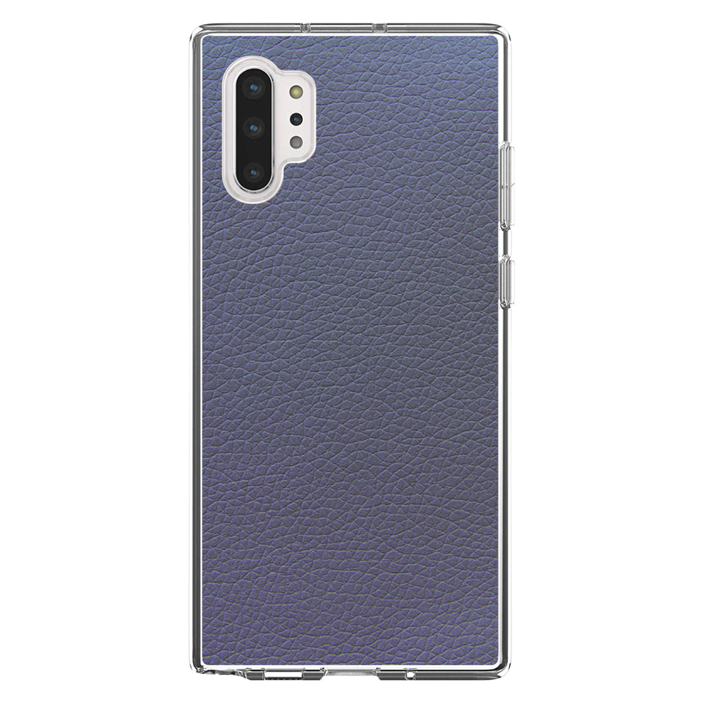 Dark Grey Faux Leather Print Design Clear Shockproof iPhone Case, view 10