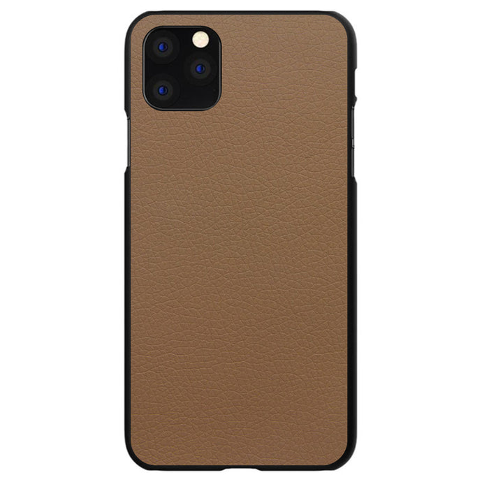 DistinctInk® Hard Plastic Snap-On Case for Apple iPhone or Samsung Galaxy - Brown Leather Print Design