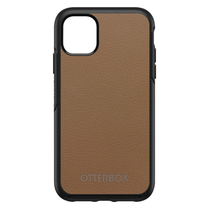 DistinctInk™ OtterBox Symmetry Series Case for Apple iPhone / Samsung Galaxy / Google Pixel - Brown Leather Print Design