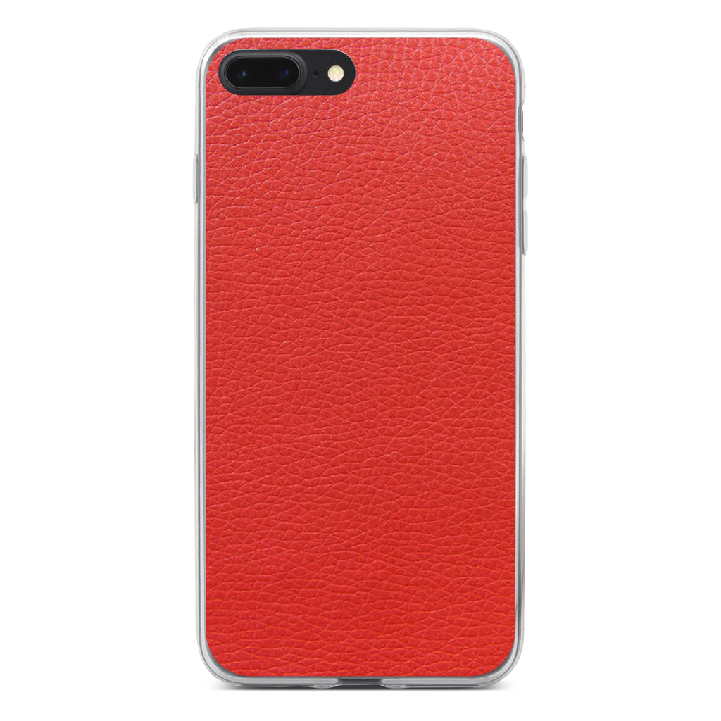 Red Faux Leather Print Design Clear Shockproof iPhone Case, view 6