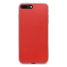 DistinctInk® Clear Shockproof Hybrid Case for Apple iPhone / Samsung Galaxy / Google Pixel - Red Faux Leather Print Design