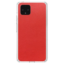 DistinctInk® Clear Shockproof Hybrid Case for Apple iPhone / Samsung Galaxy / Google Pixel - Red Faux Leather Print Design