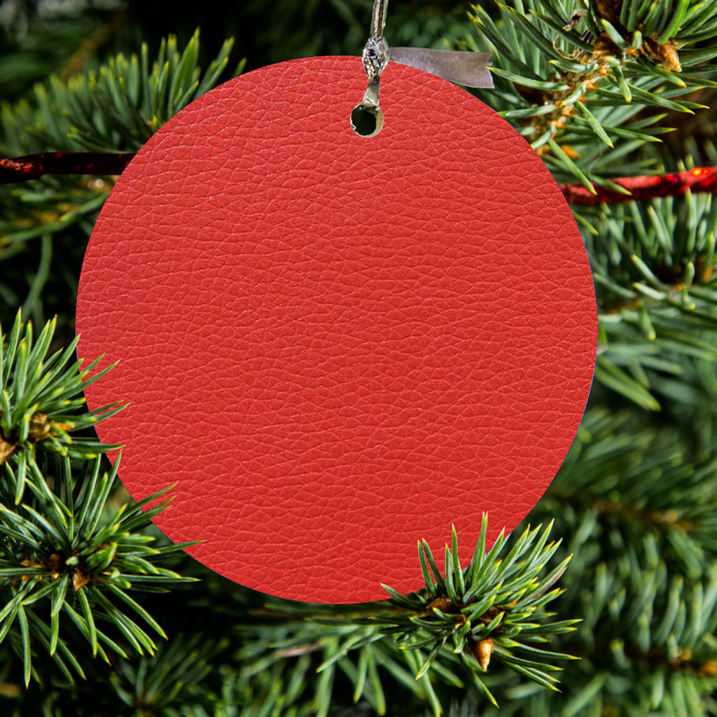 Red Faux Leather Print Design Ceramic Ornament, view 2