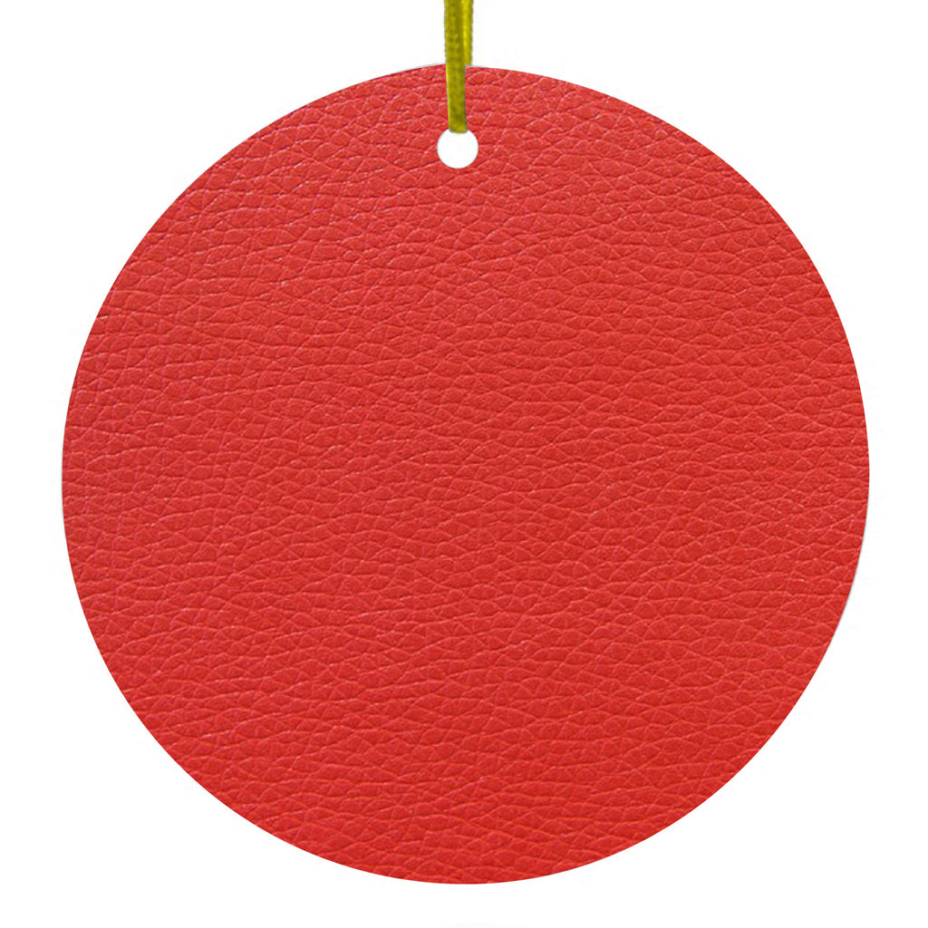 Red Faux Leather Print Design Ceramic Ornament