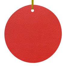 Red Faux Leather Print Design Ceramic Ornament