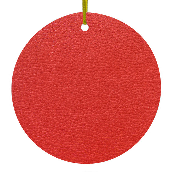 Red Faux Leather Print Design Ceramic Ornament
