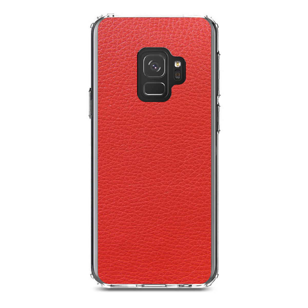 Red Faux Leather Print Design Clear Shockproof iPhone Case, view 19