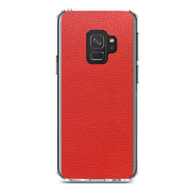 DistinctInk® Clear Shockproof Hybrid Case for Apple iPhone / Samsung Galaxy / Google Pixel - Red Faux Leather Print Design