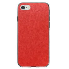 DistinctInk® Clear Shockproof Hybrid Case for Apple iPhone / Samsung Galaxy / Google Pixel - Red Faux Leather Print Design